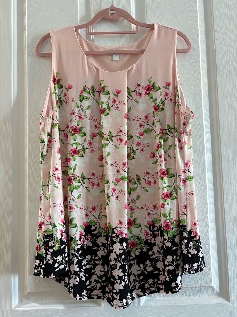 Charter Club Sleeveless Pink Floral Top 2XL